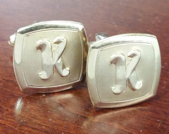 ヴィンテージカフスボタン、モノグラムKスーツアクセサリー、文字Kの