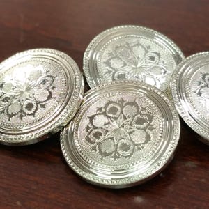 Vintage Cufflinks, 1920's Art Deco Tuxedo Buttons, Engine Turned Etched Cuff Links, Gold Filled, White Metal Inlay Formal Wedding Groom Gift