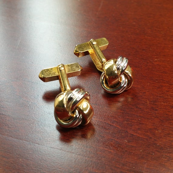 Vintage Love Knot Cufflinks, 1940's 50's Swank, T… - image 1