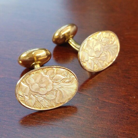 Boutons De Manchette Anciens Tons Or, Style édouardien/victorien, Réf 92416c