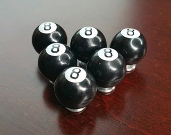 Vintage 8-Ball Tuxedo Shirt Studs, 6 Piece Tuxedo Stud Set, Black Bakelite Tux Accessory, Novelty Billiards Tux Button for Groom, Groomsman