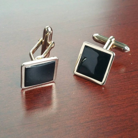 Vintage Dress Cufflinks, Simple Gold Tone Square, 1950s '60s Swank, Classy Minimalist Suit Accessories for Formal Occasion, Business, Tuxedo