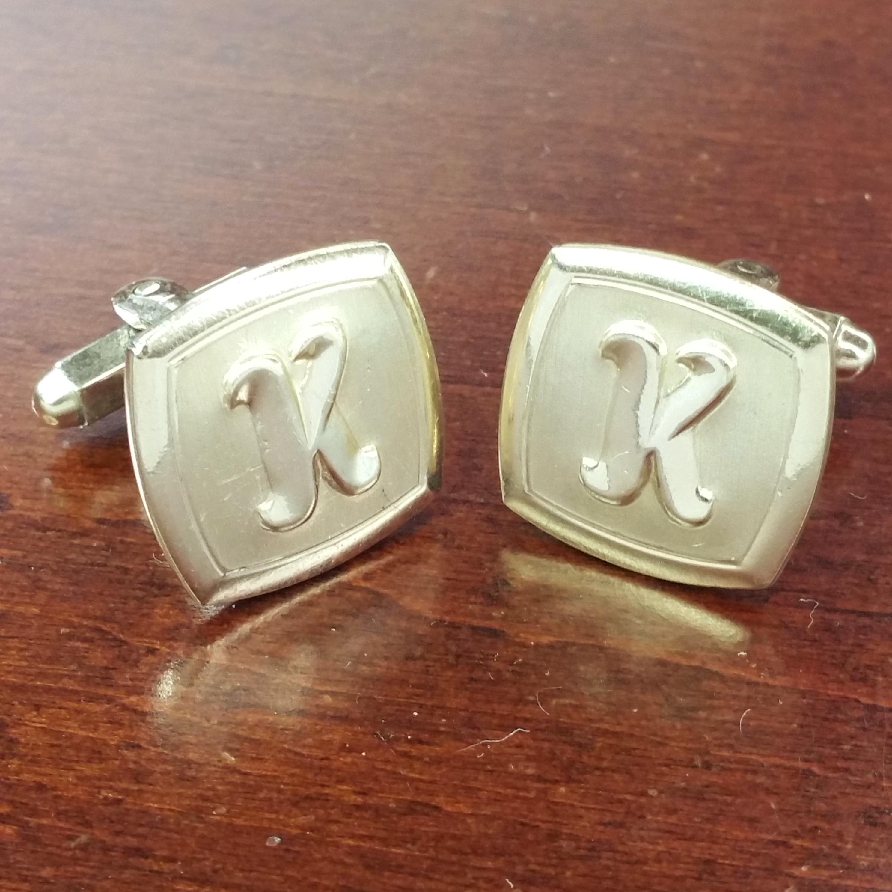 r*i様 海外カフス ヴィンテージカフスボタン、モノグラムKスーツアクセサリー、文字Kの