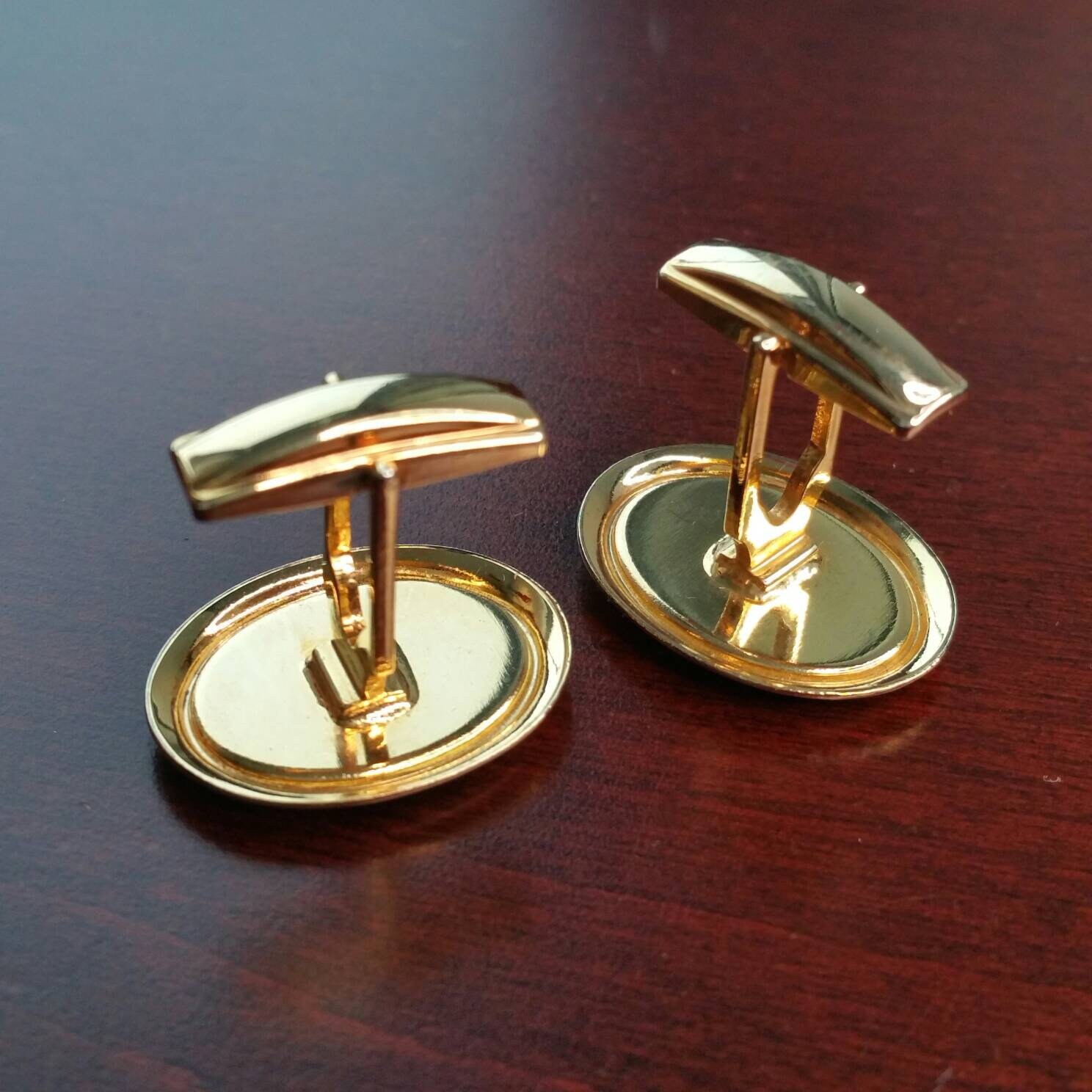 Vintage Wells Fargo Stagecoach Cufflinks, Gold Tone & Black Enamel, WF