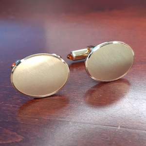 Vintage Cufflinks, 1940's Krementz 14K Gold Overlay, Honey Jewel Tip Toggles, Brushed Face Formal Suit Accessory for Business, Wedding Groom