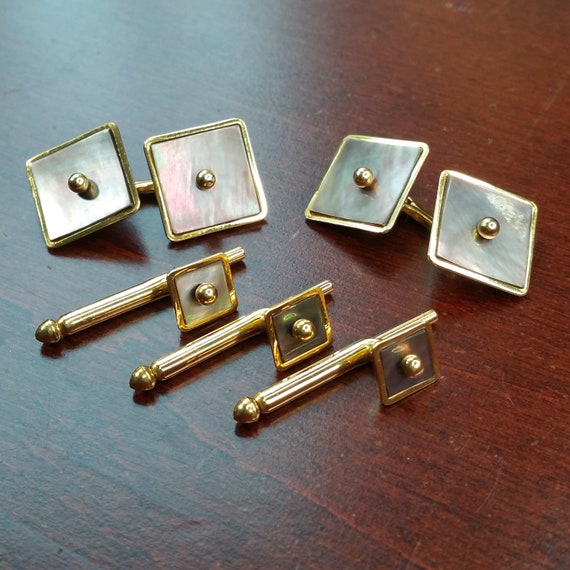 Vintage Wedding Tuxedo Cufflink Set, 1920's 1930'… - image 3