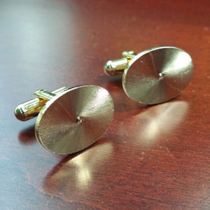 Vintage Gold Cufflinks, Diamond Cut Engraving, Machine Turned Formal Suit Accessories, Gold Plated Tuxedo Cuff Link for Groom, Wedding Gift