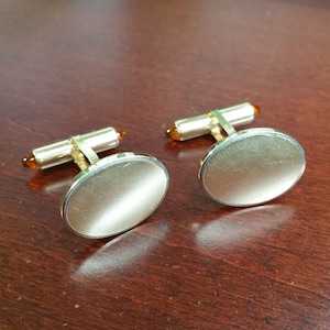 Vintage Cufflinks, 1940's Krementz 14K Gold Overlay, Honey Jewel Tip Toggles, Brushed Face Formal Suit Accessory for Business, Wedding Groom