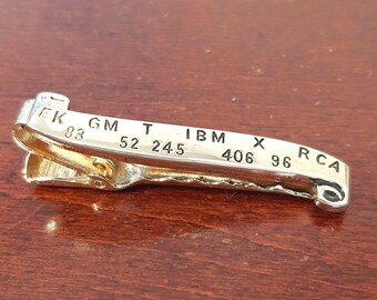 Pinza de corbata vintage con indicador bursátil, barra de corbata financiera de 4,3 cm, joyería de corredor de bolsa de Wall Street, regalo para inversores, acciones de primera línea GM IBM RCA X