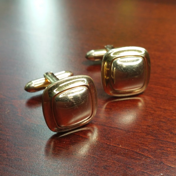 Vintage Cufflinks, 1940's Correct Quality Dolan & Bullock, DB Gold Plate, Minimalist Formal Suit Accessory for Business, Simple Cuff Links