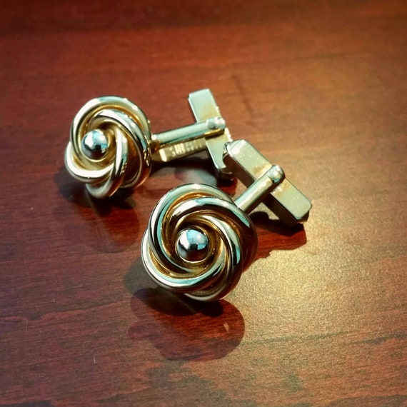 Vintage Rose Swirl Cufflinks, 1940's 50's Swank, … - image 7