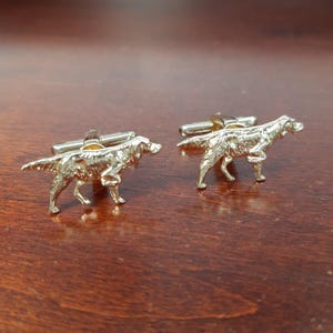 Gemelos vintage, Gemelos Hickok con forma de perro, Gemelos Golden Retriever para cazadores, Pointer, Dueños de perros, Joyería canina, Tono dorado, Silueta de perro