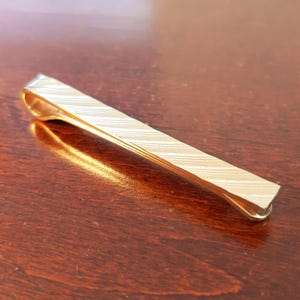 Vintage gouden dasspeld, moderne diagonale diamant uit het midden van de eeuw, met goud gevulde dasspeld, minimalistisch klassiek herenaccessoire