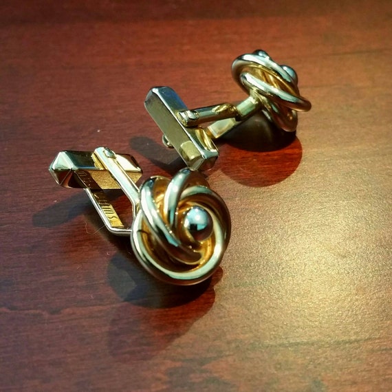 Vintage Rose Swirl Cufflinks, 1940's 50's Swank, … - image 5