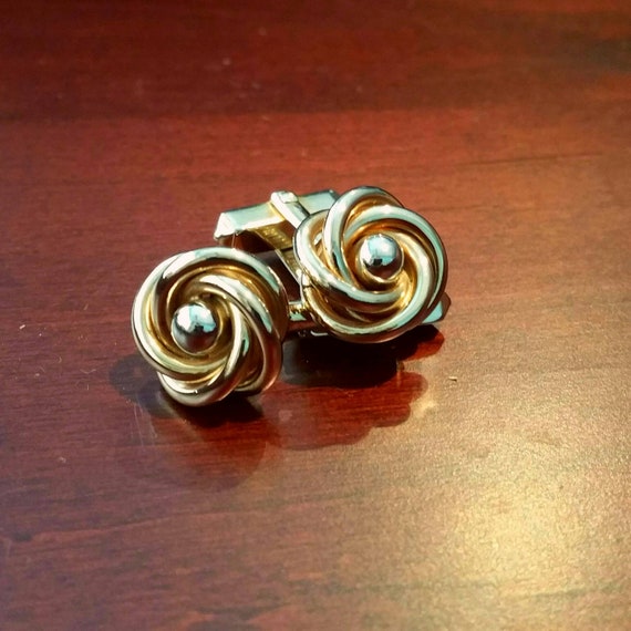 Vintage Rose Swirl Cufflinks, 1940's 50's Swank, … - image 8