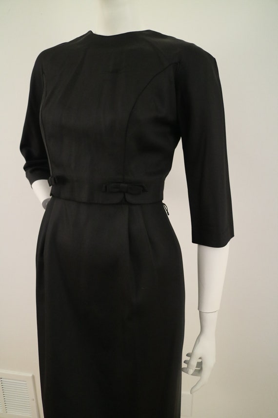 Vintage 1950s 1960s black twill formal dress wiggle dress | Etsy