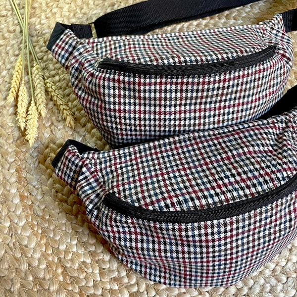 Sac banane petits carreaux, effet pied de poule, sac mixte, Kloume