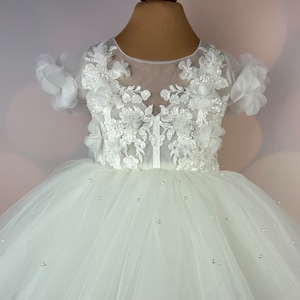 Flower girl dress, 3D dress, Birthday Dress, Baby Dress, Lace Dress, Tulle Dress, Wedding, MODEL PENELOPE PEARL