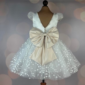 Flower girl dress, first communion dress Birthday Dress, Baby Dress, Lace Dress, Tulle Dress, Wedding, MODEL AGNES, glitter