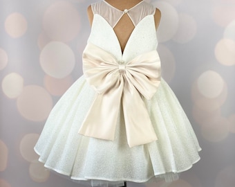 Flower girl dress,  Birthday Dress, Baby Dress, Brocade Dress, Tulle Dress, Wedding, MODEL ICH007