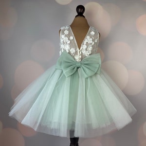 Robe de demoiselle d'honneur, vert sauge, robe 3D, robe d'anniversaire, robe de bébé, robe en dentelle, robe en tulle, mariage, robe champagne MODÈLE CHLOE SAGE image 2