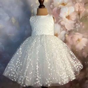 Ivory Flower girl dress, First Communion , Baptism, Birthday Dress, Baby Dress, Tulle Dress, Wedding, Champagne Dress MODEL LILLY