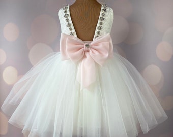 Robe de fille de fleur, robe d’anniversaire, robe de strass, robe de chéri, robe de dentelle, robe de tulle, mariage, modèle II027