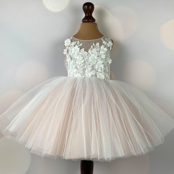 Flower girl dress, Birthday Dress, Baby Dress, Lace Dress, Tulle Dress, Wedding, Glitter, MODEL  IB033