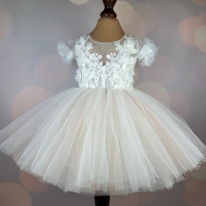 Blumenmädchenkleid, blush, 3D Kleid, Geburtstagskleid, Babykleid, Spitzenkleid, Tüllkleid, Hochzeit, MODEL PENELOPE Bild 5