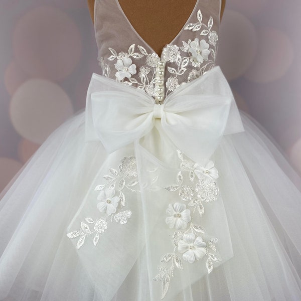 Robe de demoiselle d'honneur, robe 3D, robe d'anniversaire, robe de bébé, robe en dentelle, robe en tulle, mariage, MODÈLE I033