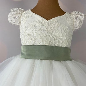 Flower girl dress, Sage dress, Birthday Dress, Baby Dress, Lace Dress, Tulle Dress, Wedding, MODEL IS004 image 5