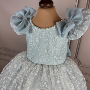 Vestido de niña con purpurina, vestido de niña de las flores, azul polvoriento, vestido de cumpleaños, vestido de bebé, bautizo, fiesta de smash cake, vestido de tul, boda MIKAYLA