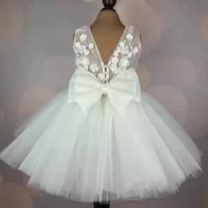 Robe de fille de fleur, robe 3D, robe d'anniversaire, robe de bébé, robe en dentelle, robe en tulle, mariage, robe champagne MODÈLE CHLOE image 6