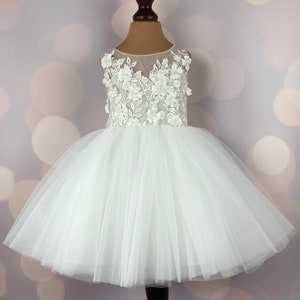 Robe de demoiselle d'honneur, robe 3D, robe d'anniversaire, robe de bébé, robe en dentelle, robe en tulle, mariage, modèle I033