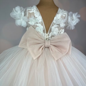 Flower girl dress, blush, 3D dress, Birthday Dress, Baby Dress, Lace Dress, Tulle Dress, Wedding, MODEL PENELOPE image 4