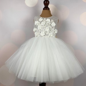 Flower girl dress, 3D dress, Birthday Dress, Baby Dress, Lace Dress, Tulle Dress, Wedding, MODEL ICH051