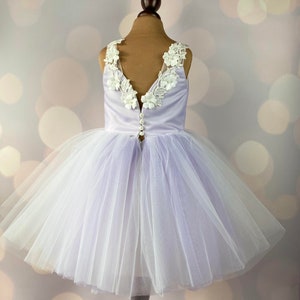 Lilac Tulle Flower Girl Dress: Ivory Lace Birthday Wedding Dress