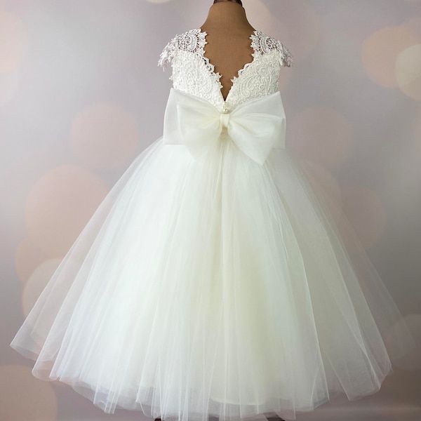 Flower girl dress, Birthday Dress, Baby Dress, Lace Dress, Tulle Dress, Wedding, First Communion Dress, MODEL II005F