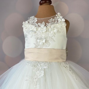 Robe de fille de fleur, robe danniversaire, robe de bébé, robe de dentelle, robe de tulle, mariage, modèle ICH021 image 3