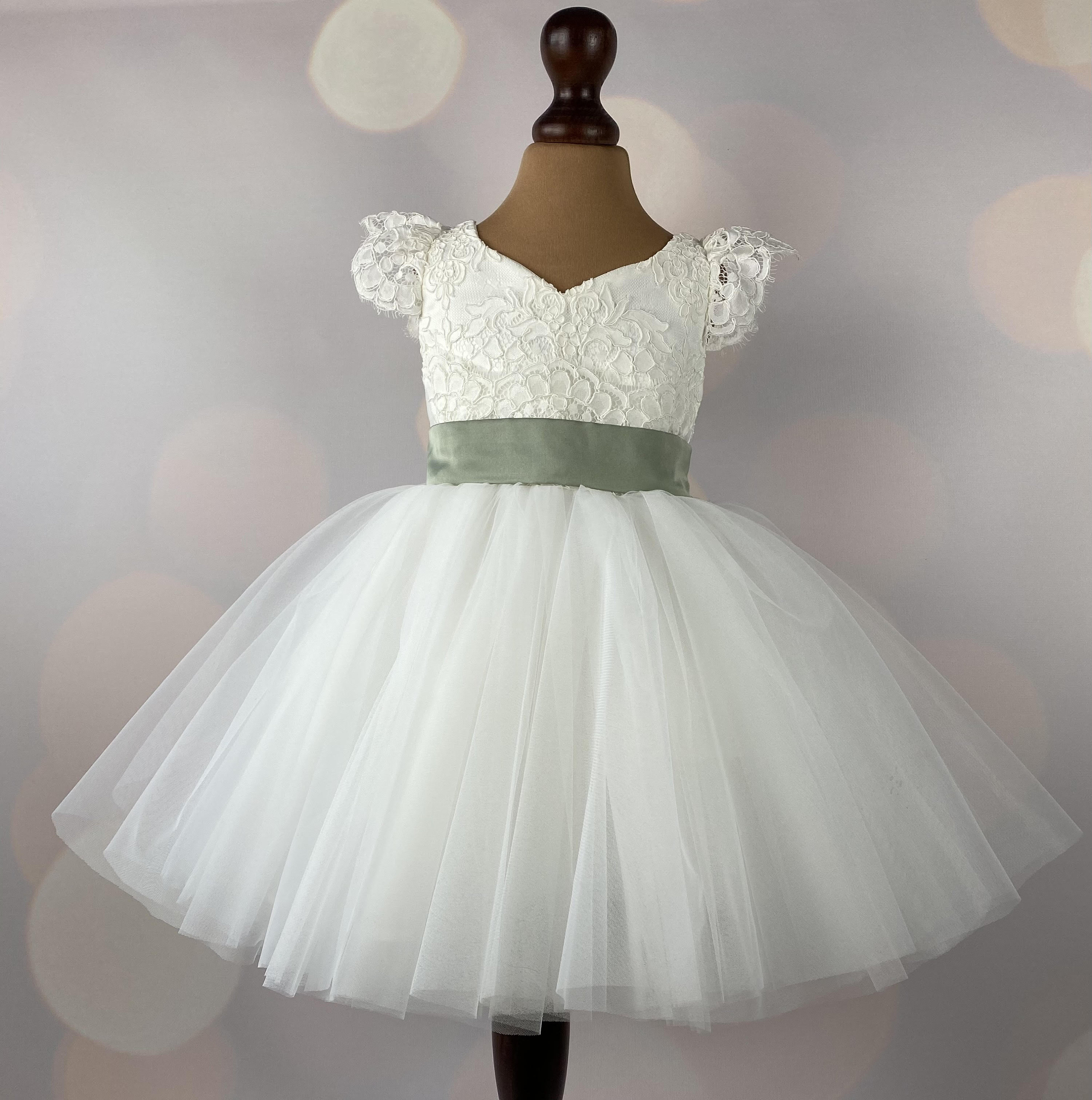 Flower Girl Dress Sage Dress Birthday Dress Baby Dress Etsy