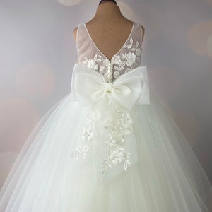 Flower girl dress, ivory, Floor length, Full length, First Communion Dress, Baby Dress, Lace Dress, Tulle Dress, Wedding, MODEL I033F image 5