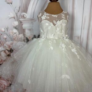 Glitter Flower girl dress, 3D dress, Birthday Dress, Baby Dress, Lace Dress, Tulle Dress, Wedding, MODEL VICTORIA
