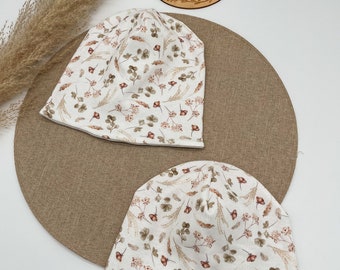 Beanie Beanie Hat Ribbed Jersey Hat Toddler Dried Flowers White Sand