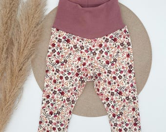 Rib Leggins Blumenwiese Bordeaux  Baby Kind
