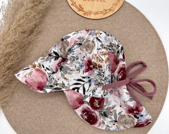 Sun hat muslin motifs baby toddler neck protection umbrella