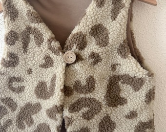 Teddy fleece fur vest Sherpa leopard print | for baby and child