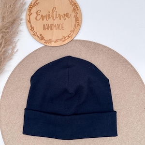Hipster Beanie Hat Beige Mottled Light Patch Rib Jersey Ribbed Jersey Child Adult