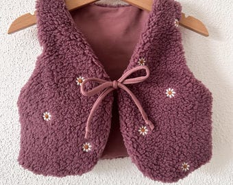 Teddyfleece Fellweste Blumen Beere und weitere Muster  | für Baby & Kind
