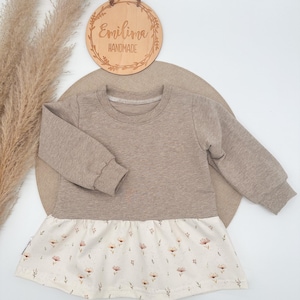 Sweater Volantsweater Peblum Sweater Blumen beige