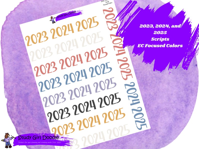 2023 2024 and 2025 Scripts Black Colors Erin Condren Etsy